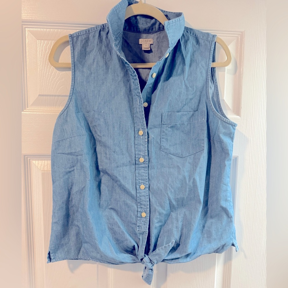 J.Crew Knotted Chambray Top